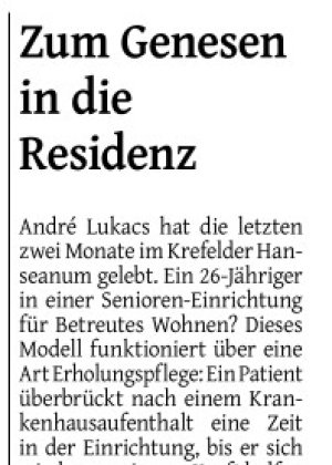Zum Genesen in die Residenz
